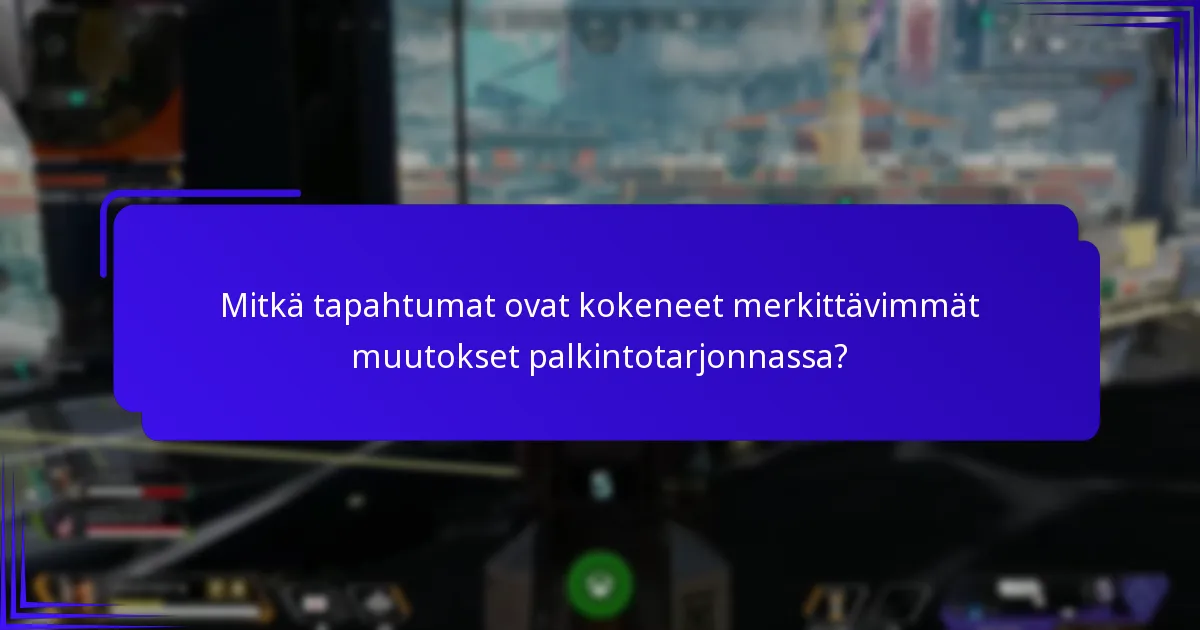 Mitkä tapahtumat ovat kokeneet merkittävimmät muutokset palkintotarjonnassa?